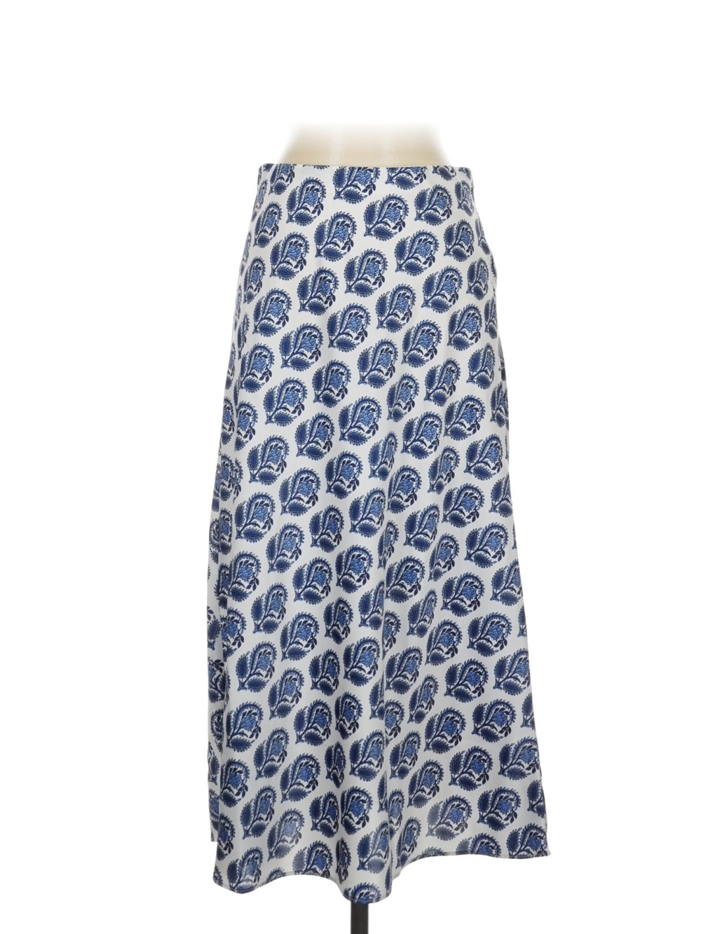 J. Crew White and Navy Blue Paisley Maxi Skirt